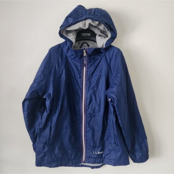 LL BEAN | Windbreaker jacket fleece lined navy girls sz 10 - Picture 1 of 8